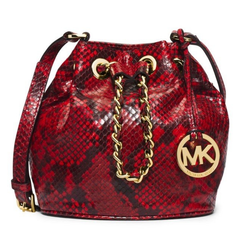MICHAEL KORS FRANKIE EMBOSSED BUCKET BAG